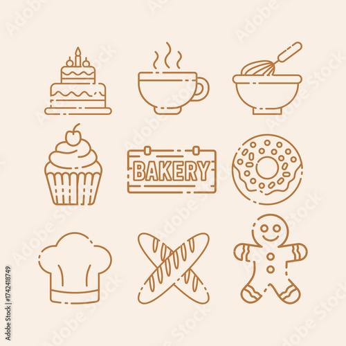 Icon sheet bakery vector illustration hand drawn