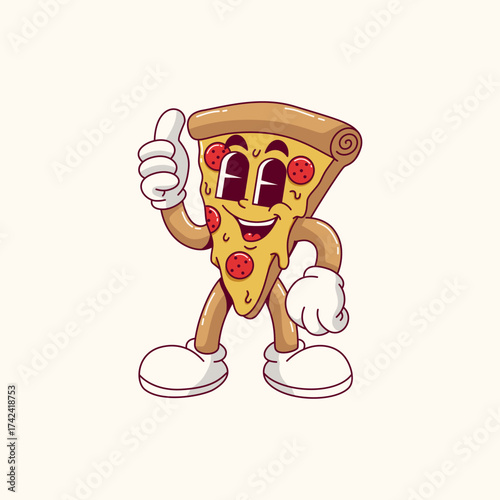 Cartoon pizza Cute Vector illustration hand drawn