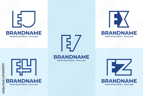 Letters EU EV EX EY EZ Monogram Logo, for UE VE XE YE ZE Initials