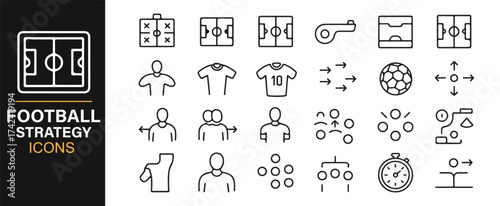 Vector Icons of Football Strategy Elements for Coaching, Tactics, and Match Planning