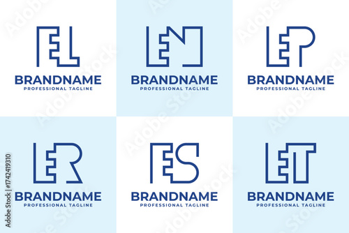 Letters EL EN EP ER ES ET Monogram Logo, for LE NE PE RE SE TE Initials