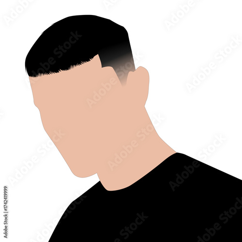 Flat vector male head, with hair and cut style for barber shop model