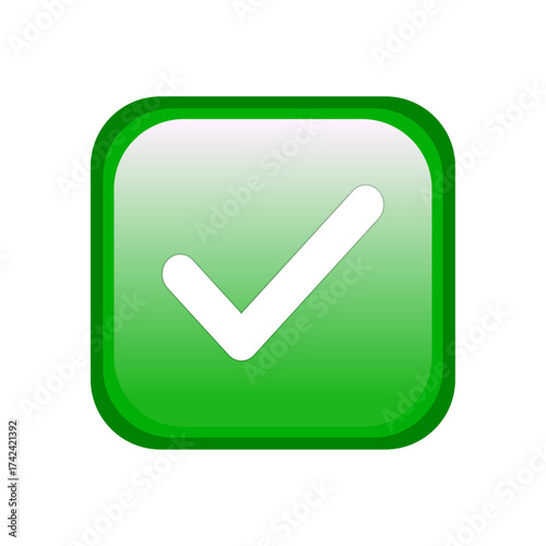 A vibrant green checkmark icon signifies affirmation, approval, and completion, presenting a clear visual cue for agreement and validation.