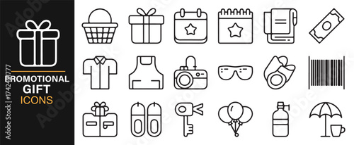 Set of Icons for Promotional Merchandise, Perfect for Corporate Gifts and Marketing Designs