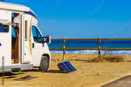 Solar photovoltaic panel at caravan