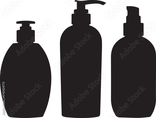 Cosmetic pump bottle silhouettes collection for skincare packaging and beauty product design
