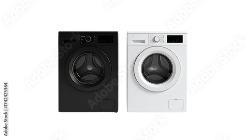  3D Contemporary Washing Machine Collection Duo isolated on transparent background