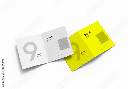 Bifold Brochure PSD Mockup with Open and Closed Views