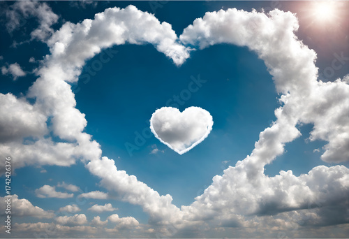 Heart made from clouds in the sky.