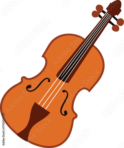 Rustic Violin with Polished Wooden Texture on transparent background
