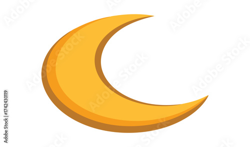 Stylized golden crescent moon on a white background