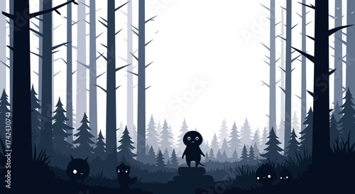A Mysterious Forest Encounter: Shadows, Silhouettes, and a Glimmer of Wonder