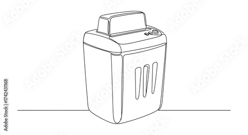 Document shredder in minimalistic design on white background  