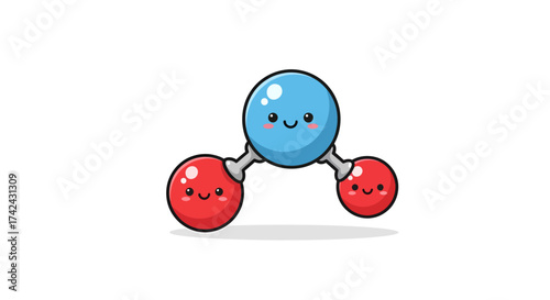 Adorable Water Molecule Cartoon Illustration for Educational Materials and Fun Designs