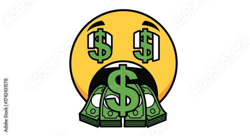 Avarice emoji concept showcasing wealth obsession and financial prosperity theme