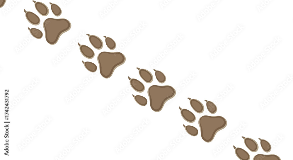 Obraz premium Brown Paw Prints Tracing a Diagonal Path on a Crisp White Canvas Showcase Animal Tracks