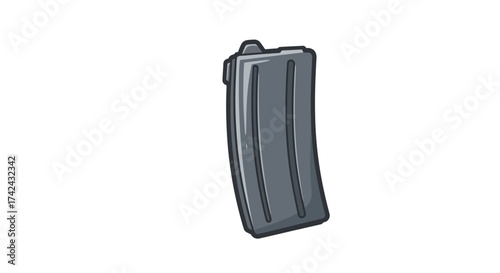 Cartoon Illustration of a Military-Style Firearm Magazine on a Clean White Backdrop