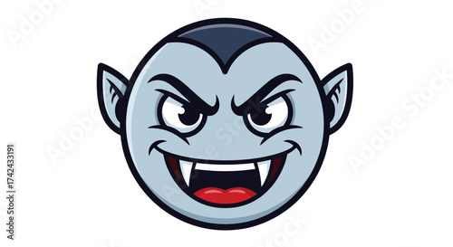Cartoonish Vampire Character with Sharp Fangs and Intimidating Expression in isolated style