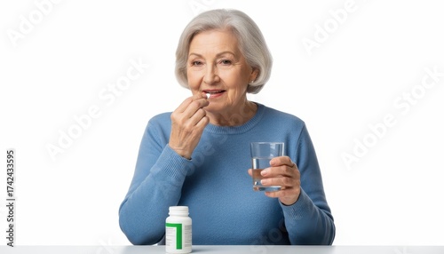 Elderly woman taking medicine