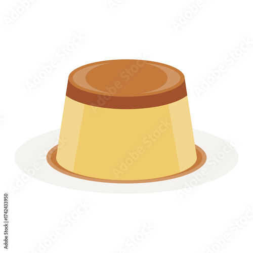Vector illustration of Japanese caramel pudding