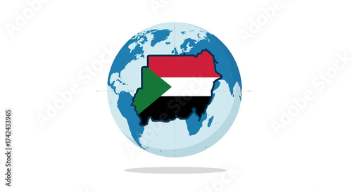 Geopolitical representation of sudan illustrating global positioning and national identity
