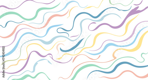 Harmonious pastel streams dancing gently on a pristine canvas in a seamless flow