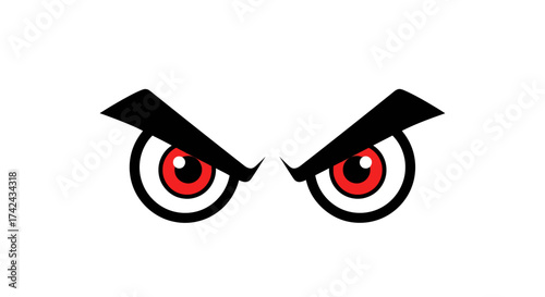 Intense gaze, cartoon eyes conveying focused attention or menacing expression