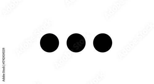 Minimalist depiction of three sequential black circles suggesting continuation or process