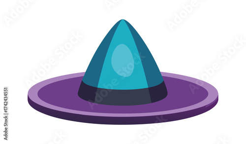 Stylized wizard hat with purple brim and teal cone