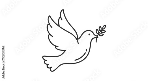 Minimalist peaceful dove vector illustration conveying hope and serenity, perfect for various