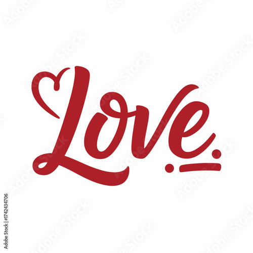 The word 'love' is displayed in a stylized red cursive font, with the 'L' shaped to resemble a heart.