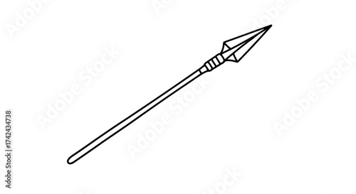 Monochrome vector illustration displaying a sharp spear object in minimalistic design