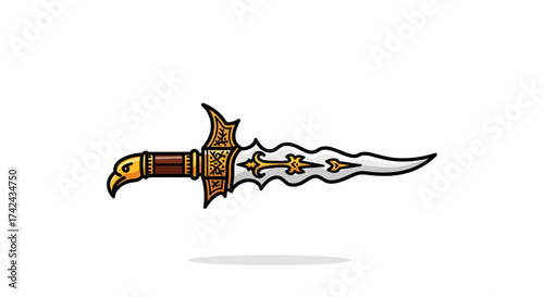 Ornamental eagle dagger illustration with ornate design and fantasy weapon appeal