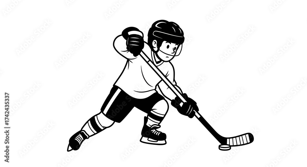 Fototapeta premium Dynamic hockey player illustration exhibiting focus and determination on the ice rink