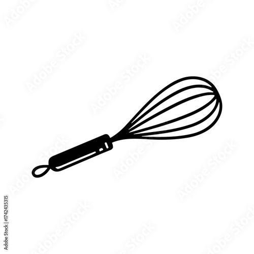 A whisk is a cooking utensil which is used to blend ingredients smooth or to incorporate air into a mixture, in a kitchen.
