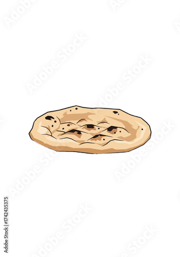 Rustic Flatbread Naan Cartoon Vector Illustration