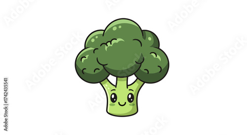 Adorable broccoli character isolated on white backdrop creating a playful and healthy appeal