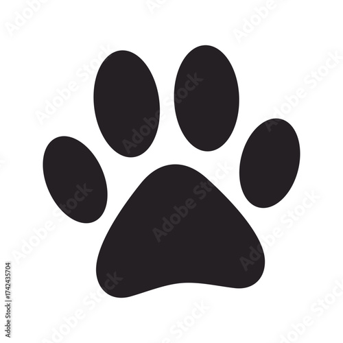 Animal paw print shows the impression of a paw and is commonly associated with pets, especially cats and dogs.