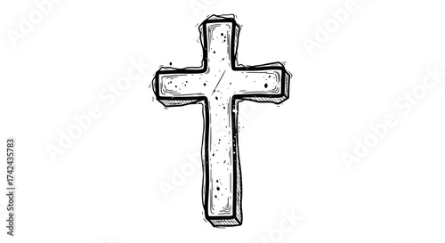 Detailed sketch illustration of a Christian cross conveying faith and tradition