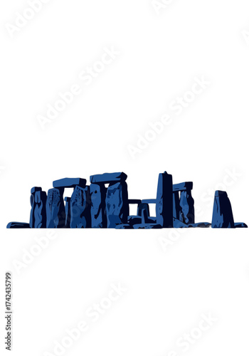 Iconic Stonehenge Ancient Monument Blue Vector Illustration