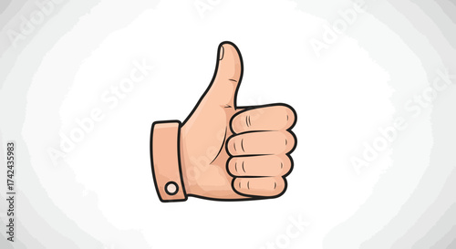 Cartoon hand gesture expressing positivity and agreement with outlined detail