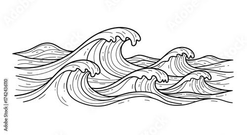 Dynamic ocean waves pattern with bold line art providing a striking visual element