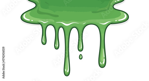 Cartoonish viscous fluid dripping down with a slimy and glossy texture suitable for design elements