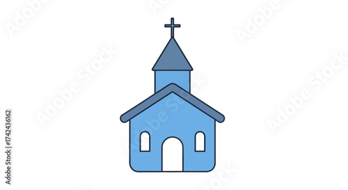 Charming blue church with a cross, architectural design perfect for spiritual themes