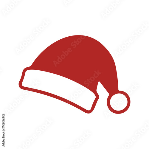Santa hat is a symbol worn during Christmas celebrations, it is traditionally red with a white brim and pompom.