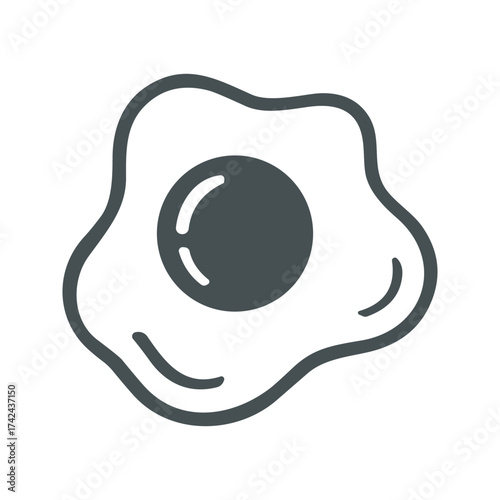 The fried egg illustration consists of an egg yolk and egg white outlined in gray on a bright white backdrop.