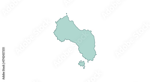 Stylized light teal vector map showcasing the unique geographic outline of an island chain