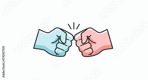Two fists bumping conveying unity connection agreement and collaboration symbolic action