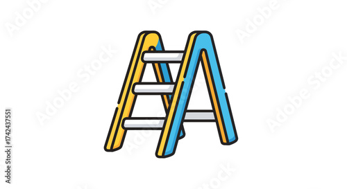Vibrant illustration of a colorful ladder, symbolizing progress and ascending towards success,