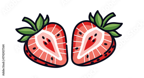 Vibrant halved strawberries against a pristine backdrop inviting summertime freshness and simple